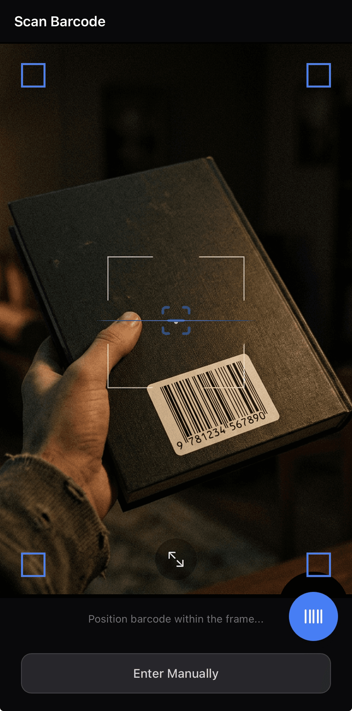 Kollektr Barcode-Scanner – Kamerasucher mit Barcode-Erkennung eines Buches